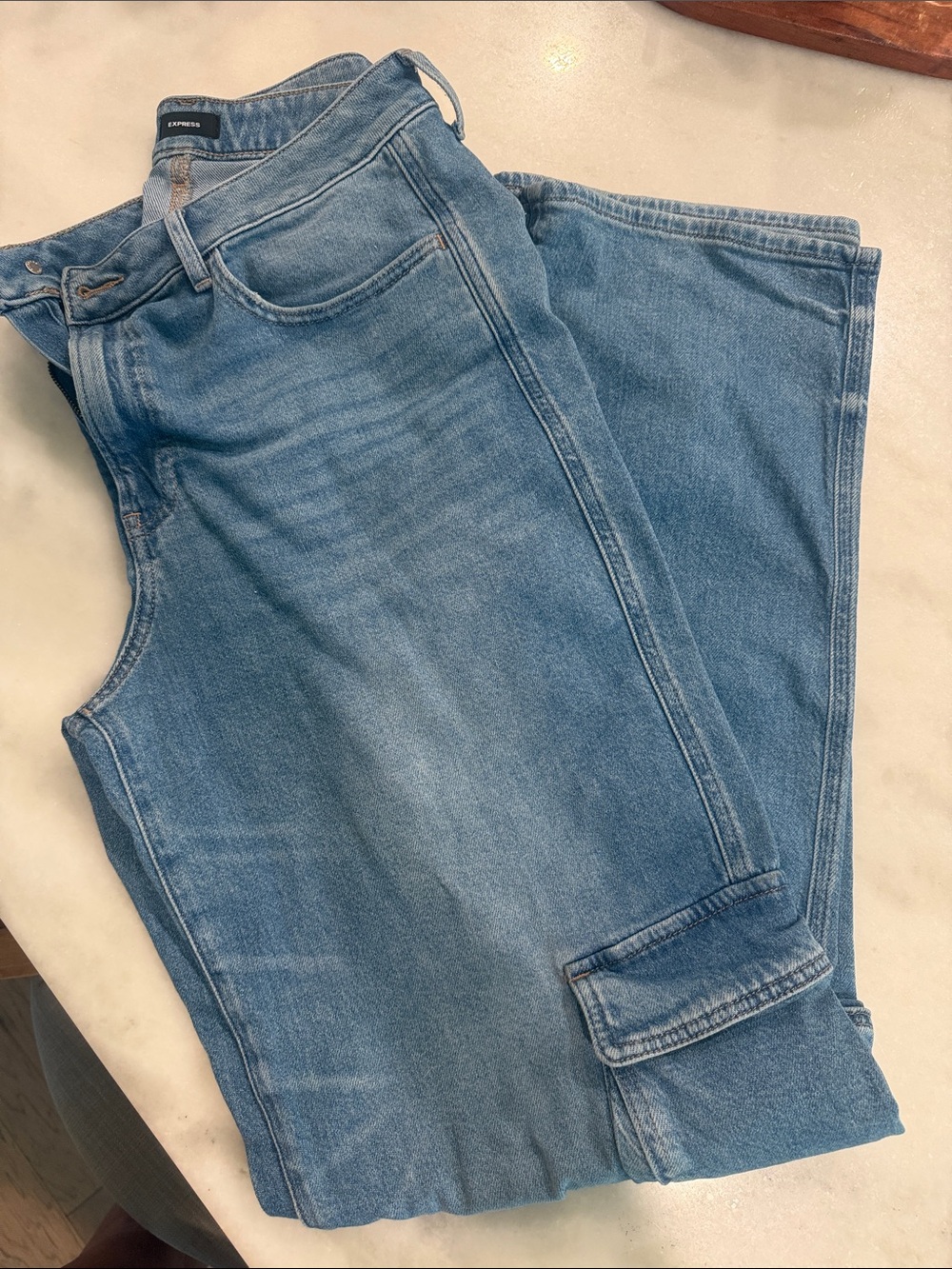 Express Medium Blue Straight Leg Denim Jeans